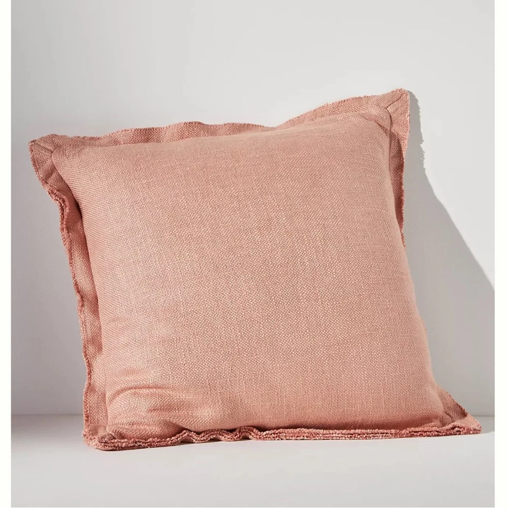 Anthropologie Blush Pink Linen-Texture Accent Pillow
